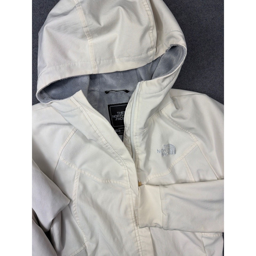 The North‎ Face Hooded Jacket Women S Full Zip Softshell Cream Soft Fleece Lined